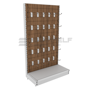 Unit with wooden slatwall back panels